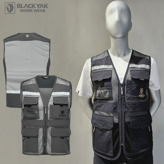 블랙야크 공용 앞 뒤 망사 조끼 유틸리티 브이넥 S-메쉬 베스트