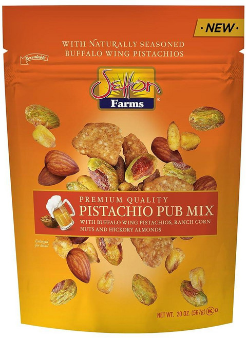 Setton Farms 피스타치오 펍 믹스 591.5ml(20온스) 밸류 백 버팔로 윙 피스타치오 랜치 콘 너트 허니 로스트 참깨 칩 히코리 아몬드 포함., Setton Farms 피스타치오 펍 믹스 591.5m