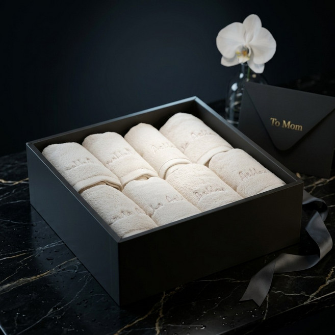 로라애슐리 60수 호텔수건 8장 아이보리 두툼한 60수 타올 폭신한 수건 선물세트, 솔리드 아이보리, 8개