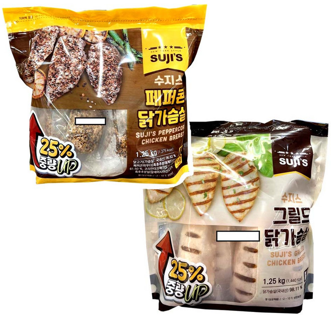 코스트코 수지스 닭가슴살 2종 (페퍼콘+그릴드) /냉장, 2개, 1.25kg