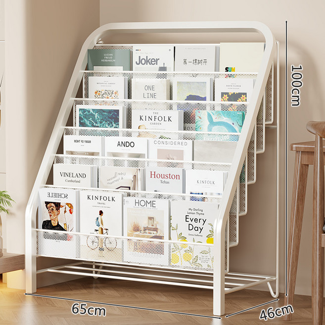 대형 철제꽂이 잡지꽂이 잡지 카달로그 리플렛 매거진랙 A4 팜플렛 거치대 책꽂이 잡지신문꽂이 거치대 진열대, 6단, 화이트