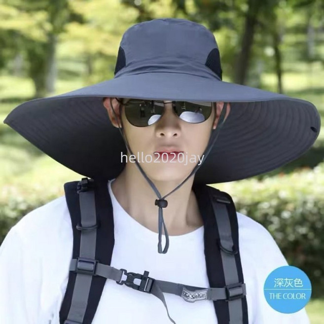 男士防曬遮陽漁夫帽 UPF50+ 15CM加大帽簷 可折疊透氣防風登山帽
