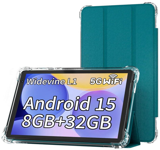 BYANDBY 태블릿 7인치 안드로이드 15.0 태블릿 8GB+32GB ROM (1TB 확장) 쿼드 코어 Wi-Fi GMS 듀얼 카메라 교육용 게임(핑크, 초록색