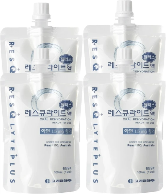 [건강기원] 레스큐라이트 플러스액 수분 보충 전해질 미네랄 충전, 4개, 100ml - 쿠팡
