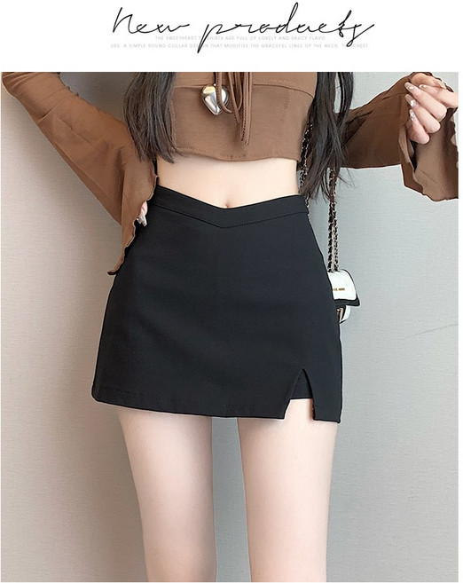 와이드 밀릭 여성 A라인 미니 스커트