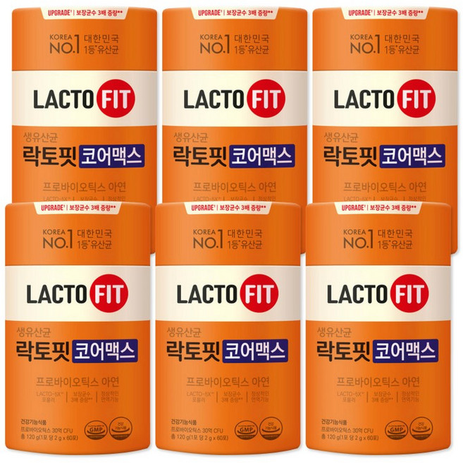 종근당 락토핏 코어맥스 6통 12개월분 락토핏 생유산균 프로바이오틱스, 120g, 6개