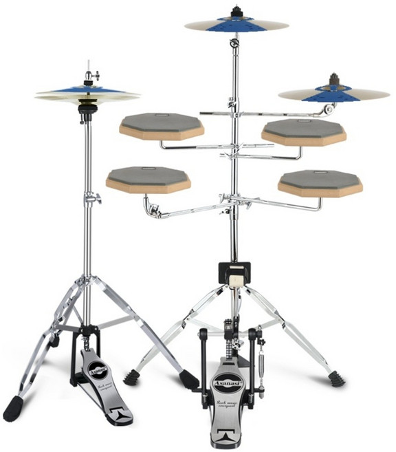 연습용 드럼 하이햇 고무패드 초보자 스네어 타악기, 그레이색 - 드럼패드 + 심벌즈1개, 1개