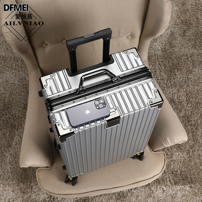 DFMEI 鋁框行李箱PC商務拉桿箱萬向輪旅行箱學生26寸大容量密碼箱登機箱