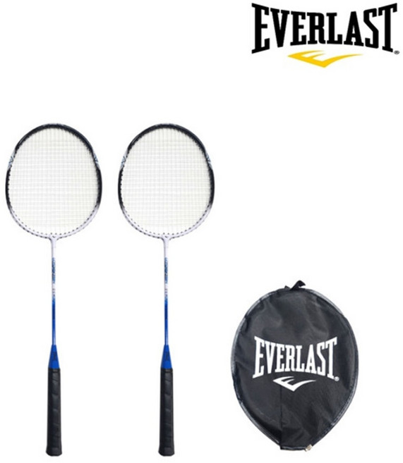 배드민턴 라켓 에버라스트 파워락5.0 배드민턴채 헤드커버 세트, 1세트, 블루