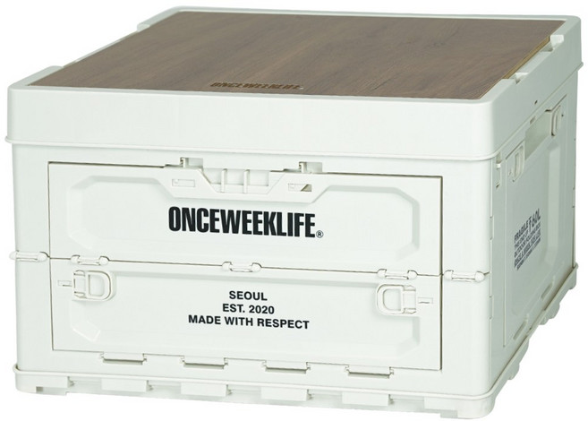 원스위크라이프 아웃도어 캠핑테이블 폴딩박스 4면 멀티 오픈형, 아이보리