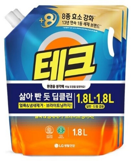 테크 삶아빤듯 딥클린 x2 세제 청소용품, 1개, 1.8L