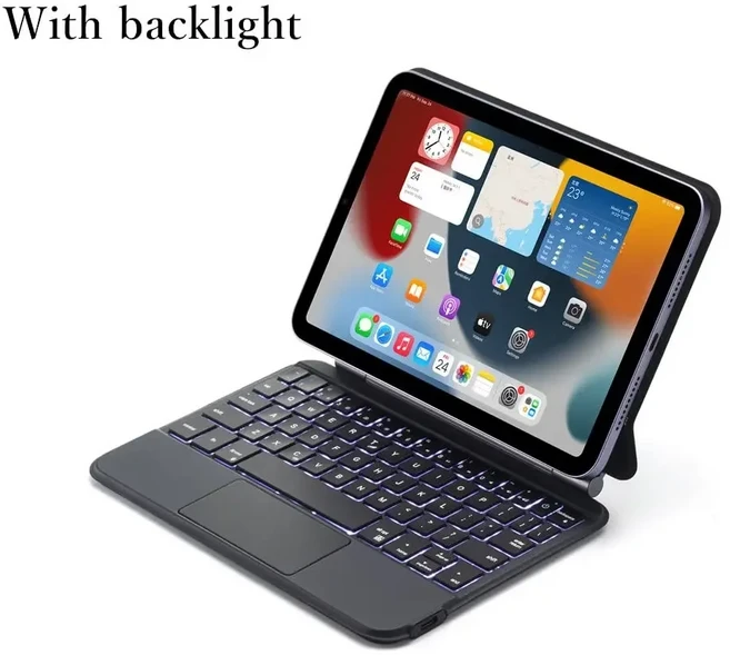GOOJODOQ 매직 키보드 케이스 ipad 호환 Mini 6 세대 플로팅 캔틸레버 스탠드 멀티 터치 트랙패드 백라이트, 03 Black English