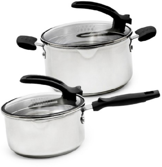 스텐냄비 lH 멀티 주방용품 러브쿡 2종세트 ADKC010 양수 편수, 실버, 지름 220 * 높이 130mm, 1개