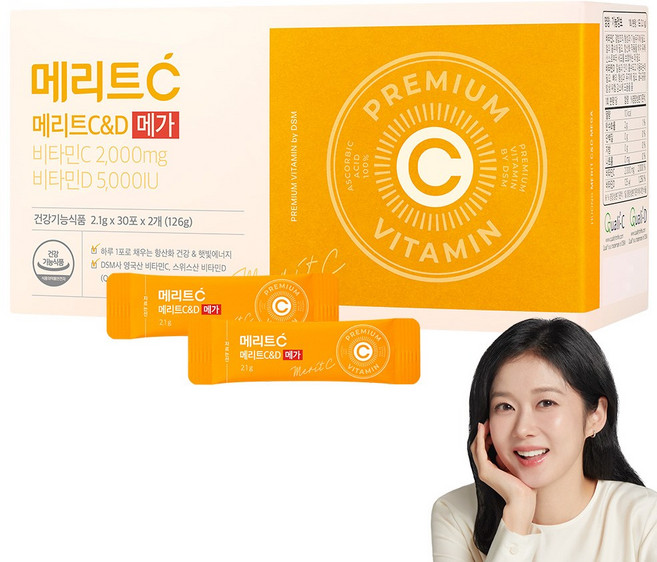 [휴온스N 공식] 메리트 C&D 메가 고함량 비타민C 비타민D, 1박스, 60회분