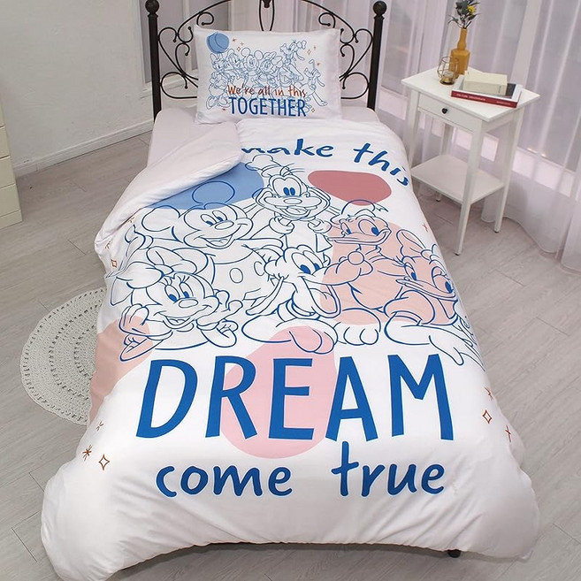 디즈니(디즈니) 미키 프렌즈 이불 커버 3점 세트 베개 커버 시트 이불 커버 싱글 미니 도날드 데이지 플루토 캐릭터 SB-647-D