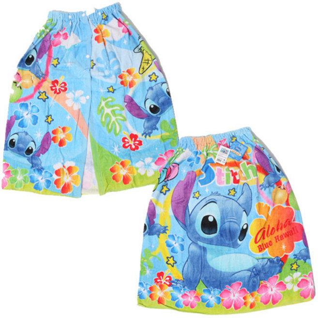 디즈니 릴로앤스티치 스티치 비치타올 치마 랩스커트 치마 수영장 헤수욕장 캐릭터 수건 타월, 1개