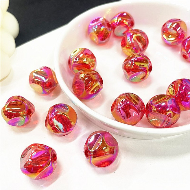 (5pcs)투명빨강 무화과 AB빛 비즈 악세사리재료