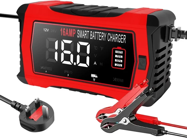 HTRC 12V 16A 리튬 LiFePO4 AGM 젤 납산 배터리 펄스 오토바이 충전기 용 자동차, 03 UK PLUG