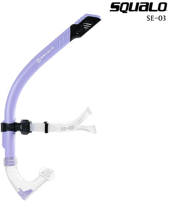 스쿠알로 SQUALO 센터스노클 SE-03 드라이탑 장착 수영 강습용 훈련 연습용품 퍼플클리어