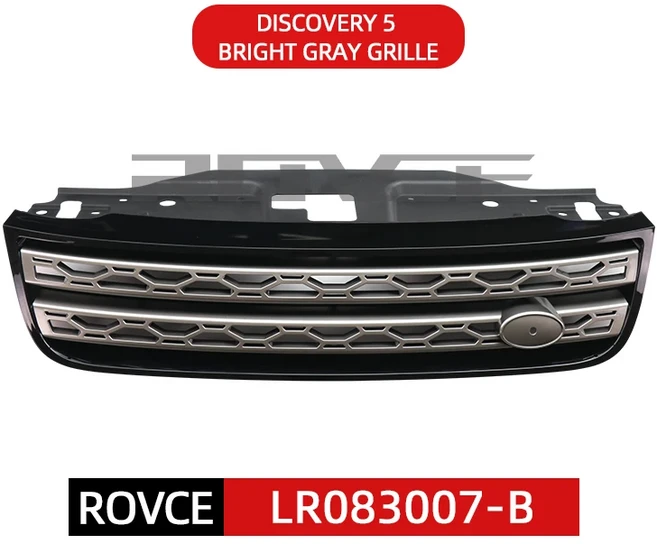ROVCE 프론트 범퍼 ABS 그릴 랜드로버 디스커버리 5 2017-2021 L462 메쉬 블랙 그레이 스타일 자동차 액세, 01 CN, 02 gray