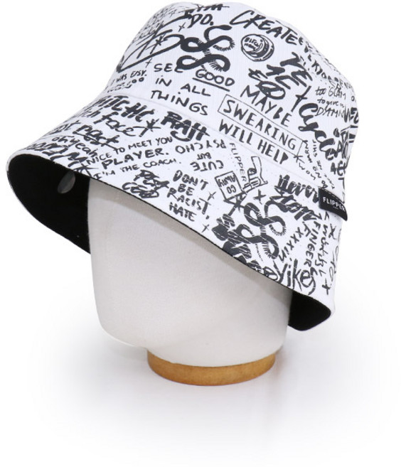 플리퍼 베이직엠 남성 여성 버킷햇 숏챙 리버시블 벙거지 스크리블