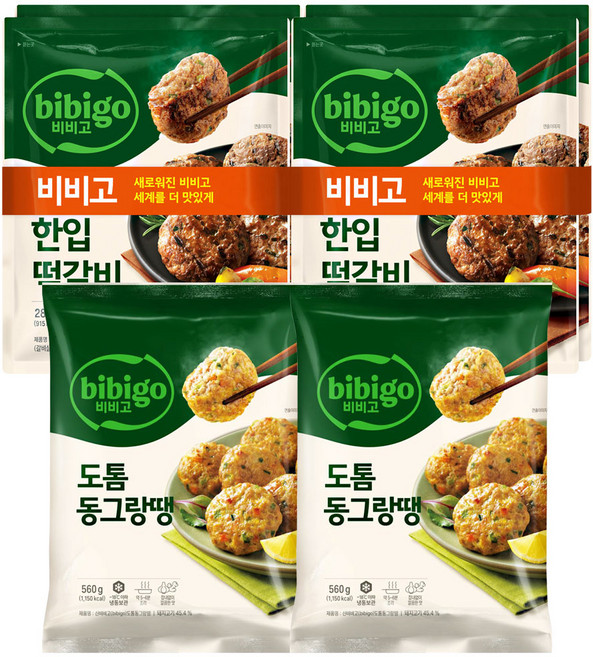 CJ 비비고 도톰동그랑땡 560g X 2개 + 한입떡갈비 282g X 2개, 1세트, 1.684kg