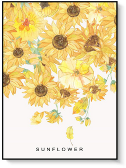 북유럽 스타일해바라기그림 유화 개업 선물 인테리어 침실 식당 풍수액자, 골드