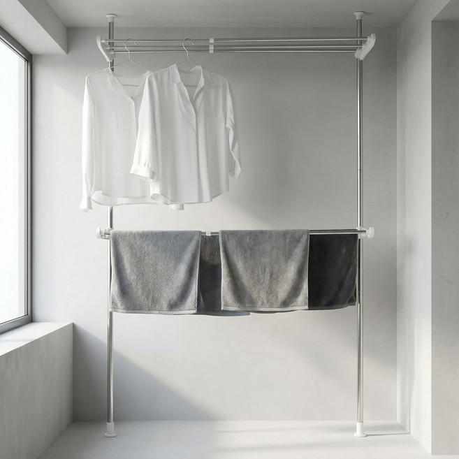 DAMDA 접이식 슬라이드 베란다 빨래건조대 행거형, 접이식 빨래건조대