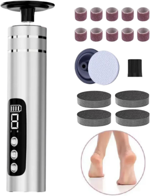 일리마 전동 발각질제거기 풋파일, MZX-001, 실버