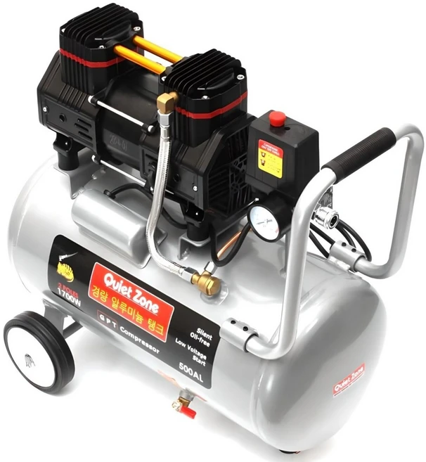콰이어트존 4.5마력급 무오일 알루미늄 콤프레샤 500AL, 1개 - 쿠팡