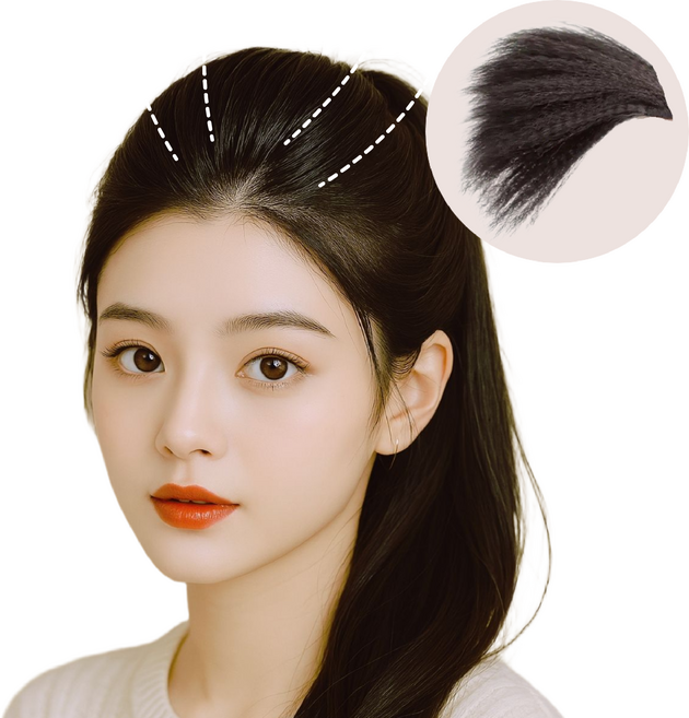 CRDY 부분가발 볼륨 헤어피스 후까시 똑딱핀 14cm 꼬리빗 세트, 1개, 블랙브라운