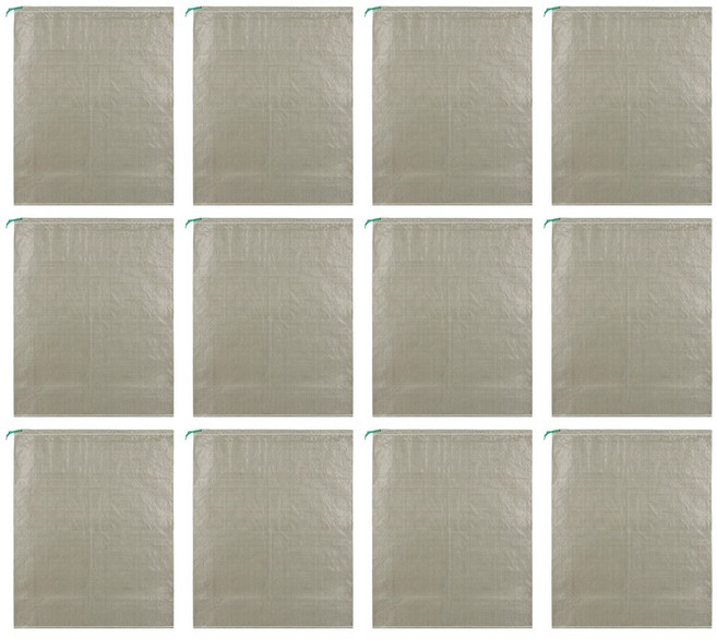 투데이리빙 12개 세트 끈달린 PP 마대 자루 공사 현장 철거용 폐기물 쓰레기 재활용 포대 모래 고정용 쌀자루, 그레이