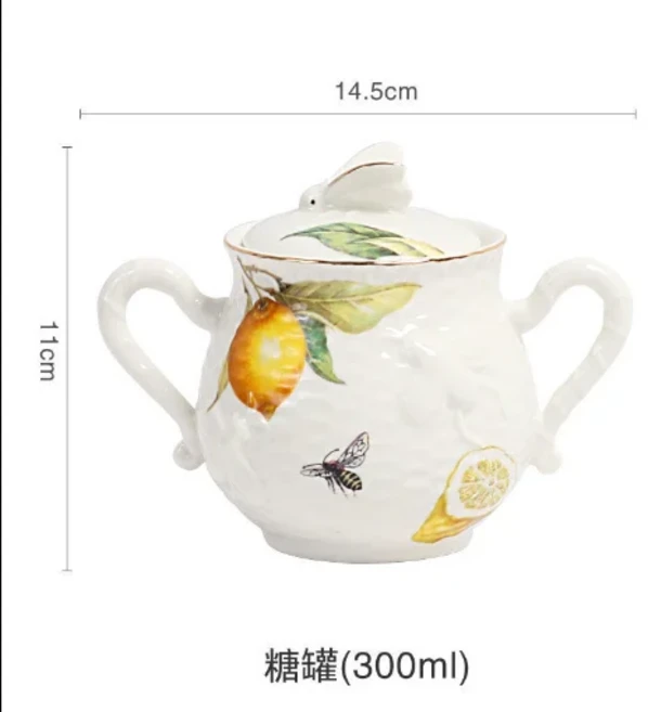 자체 접시 1개 레몬 커피잔 우아한 유럽 차 세트 찻잔과 세라믹 컵, 07 300ML