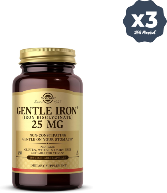 솔가 젠틀 아이언 철분 비스글리시네이트 25mg 180캡슐 x 3, 180 CAPSULES