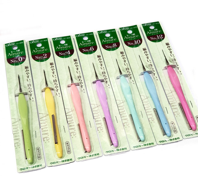 쏘잉스타 크로바 아뮤레 레이스용 뜨개바늘 실리콘 코바늘 레이스바늘 레이스뜨기 (사이즈 선택), 1개