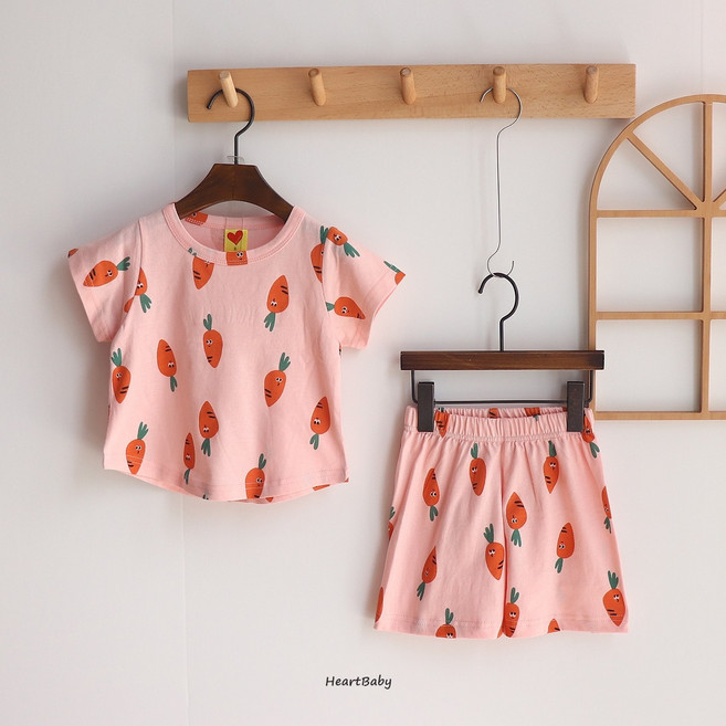 하트베이비 여름 아동용 당근 반팔 상하복