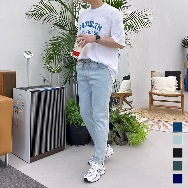 모노마인 남자 밴딩 청바지 스판 고무줄 청바지 빅사이즈 바지 사계절 밴딩 데님 팬츠