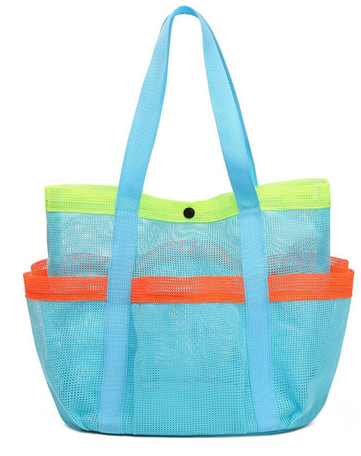 맘툴 물빠지는 메쉬 포켓 목욕가방 망사 수영, 아이스블루