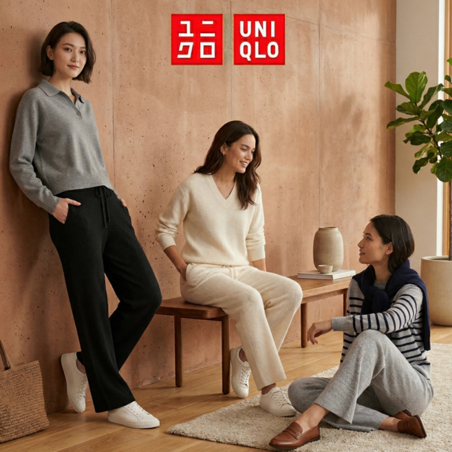 유니클로 워셔블 니트립 여성 팬츠