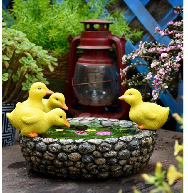 SAMARA 귀여운 오리 수경화분 미니연못 수반 정원 꾸미기 장식 소품, 단일