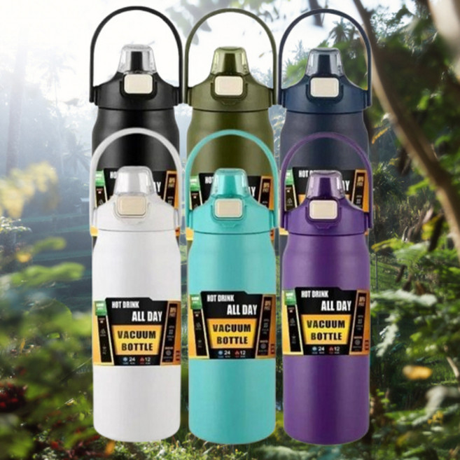 1.5리터 대용량 빨대 진공 스텐 텀블러 보온 보냉 물통, 1개, 1500ml, 블랙