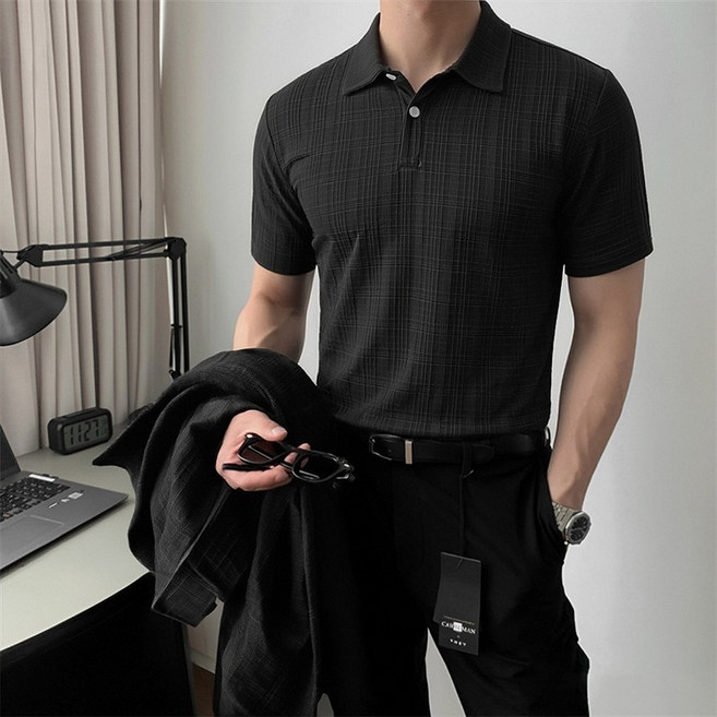 스타일닥터 남성 여름 베이직 반팔티셔츠 시원한 슬림핏 카라 반팔티