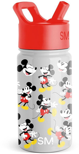 Simple Modern Kids Summit Water Bottle with Straw Lid | 14oz Insulated Stainless Steel Cup for Gir, Disney-Mickey Mouse Gray