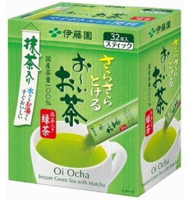 [일본정품]이토엔 오이오차 사라사라 말차가 들어간 녹차 분말 스틱형 32개입 4901085610817, 800mg, 1개
