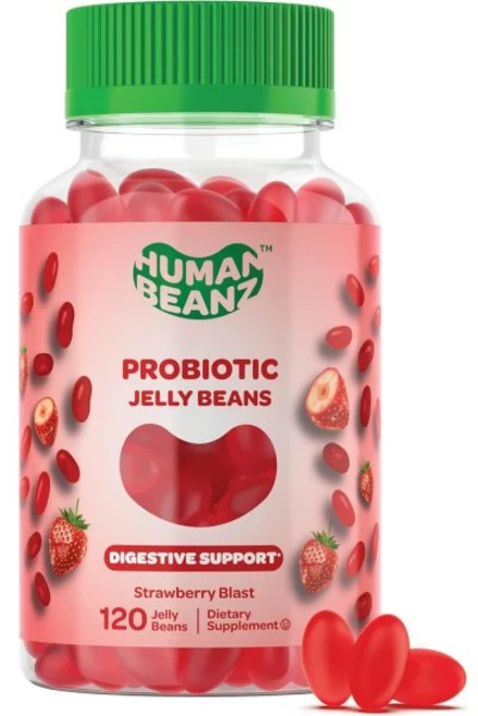 프리바이오틱스 소화 남녀용 프로바이오틱스 젤리빈 구미 영양 채식 딸기 블라스트 120개 코셔, 120정, 1개 - 쿠팡
