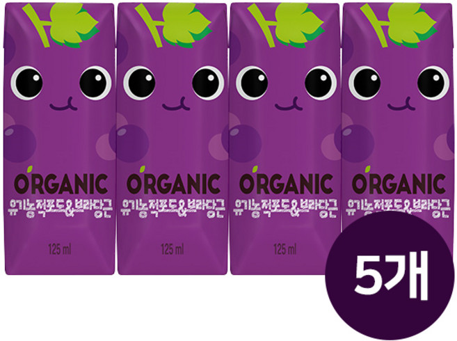 [메리박스] 크니쁘니 오가닉 적포도 쥬스 롯데칠성 어린이 음료(125ml), 125ml, 20개