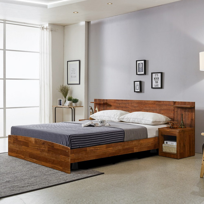 미코퍼니처 루멘 PVC 헤드형 침대+본넬 매트리스 S/SS/D/Q, 멀바우