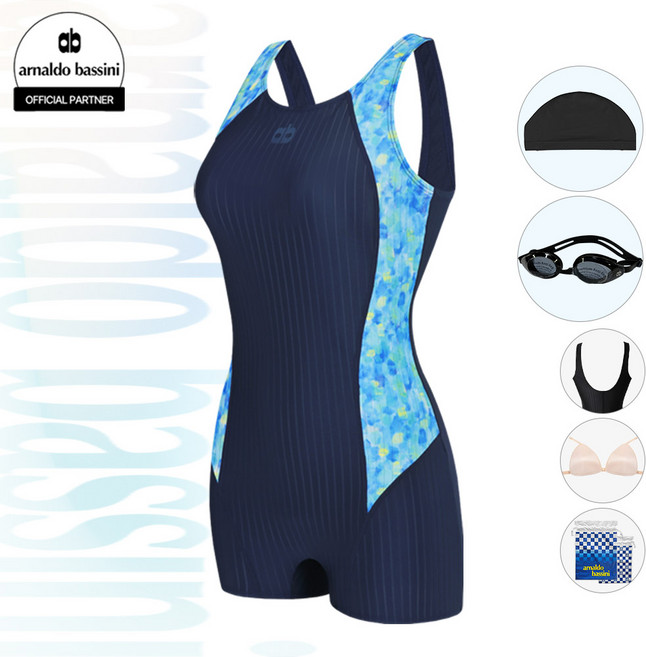 [아날도바시니 공식]여성 ASWU1242 블루판타지아 1부 반전신 아쿠아로빅 빅사이즈 국내생산 여자 실내 수영복