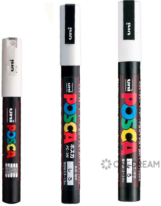 [ONEDREAM]유니 포스카 화이트 PC-1M 3M 5M 3종 세트
