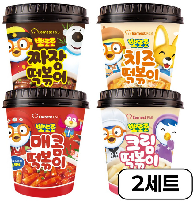 [뽀로로] 짜장1 크림1 치즈1 매콤1 (혼합 4종 4개입) 간편한고 맛있는 어린이 떡복이 추추천, 8개, 115g